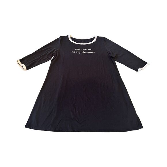 Kate Spade Intimates Black Night Shirt Gown Light Sleeper Heavy Dreamer Size XL - Picture 1 of 5